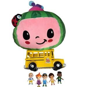 CoComelon Plush Watermelon Cuddle Pillow Soft with school bus and characters